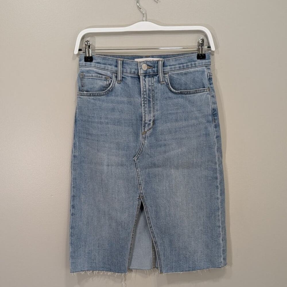 Joe's Jeans Denim Skirt Tatiana High Rise Midi Raw Edge Current Classic Size 26